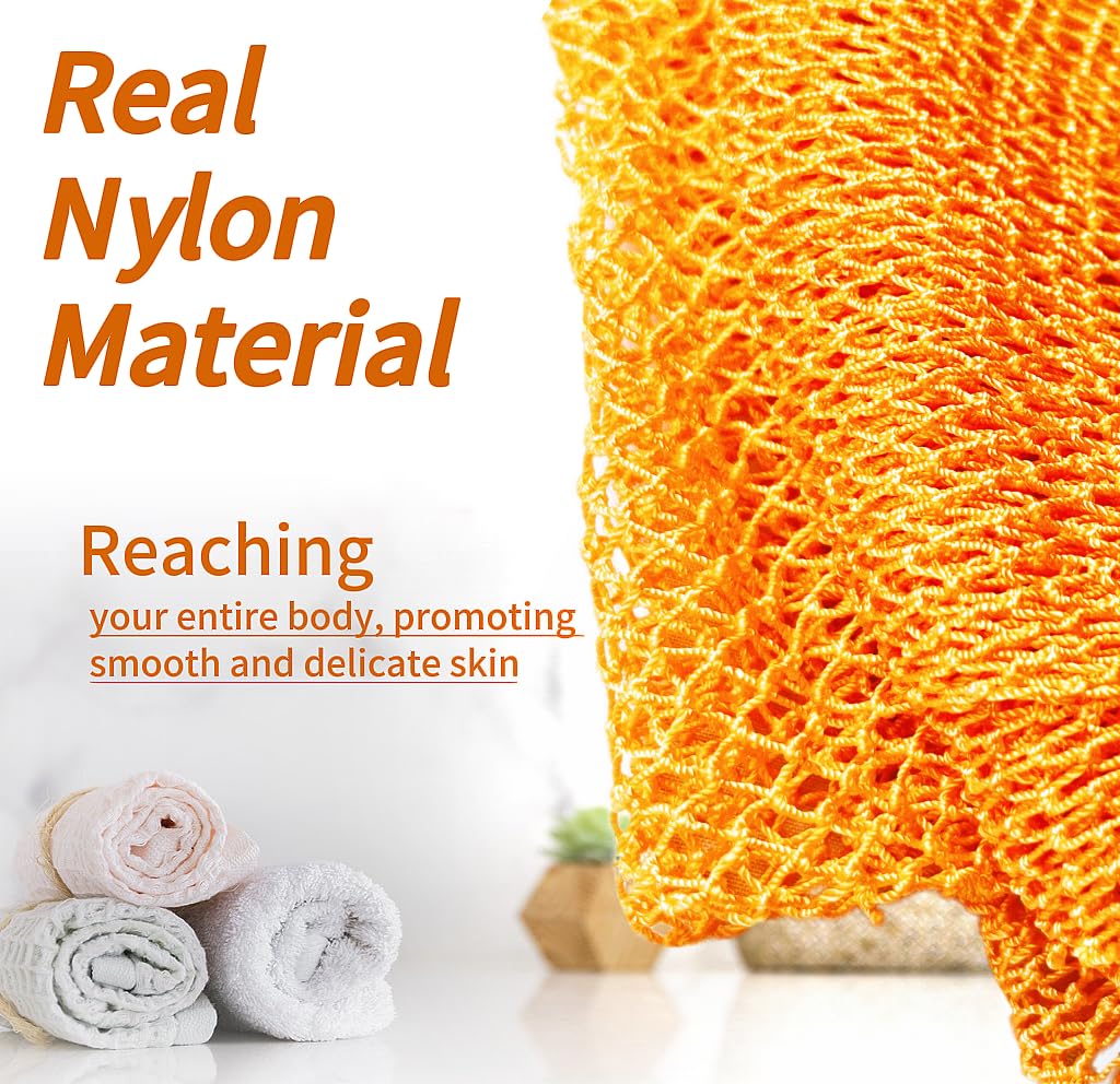 SPMKTBOZAI African Net Sponge Authentic, African Exfoliating Sponge Real African Net Black Owned, African Bath Sponge Back Scrubber, Body Exfoliator Shower Bath Accessories (Orange Color)