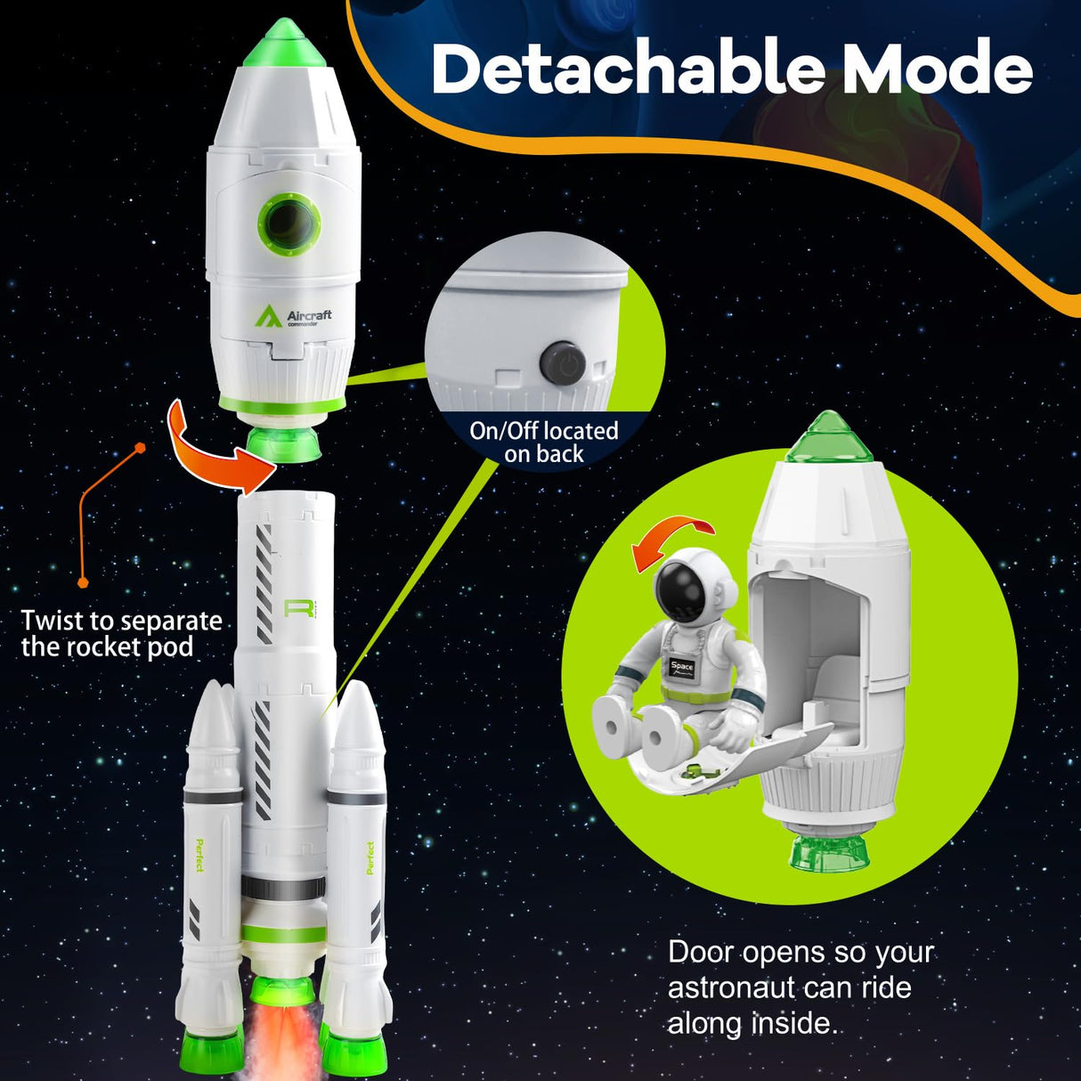 TOY Life Space Toy Rocket Toys for Kid Shuttle with Astronaut Spaceship Planet Stem with Christmas Spaces Station for Boy 3 4 5 6 7 8, Gift for Age 3+