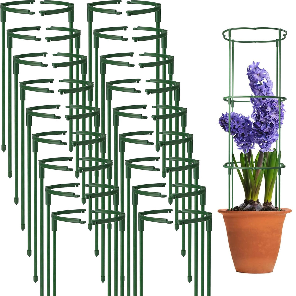 36 Packs Plant Support Stake, Half Round Stackable 3 Tier Garden Flower Support, Plant Stakes for Indoor Outdoor Plants Tomato,Monstera, Peony, Hydrangea, Climbing Plants