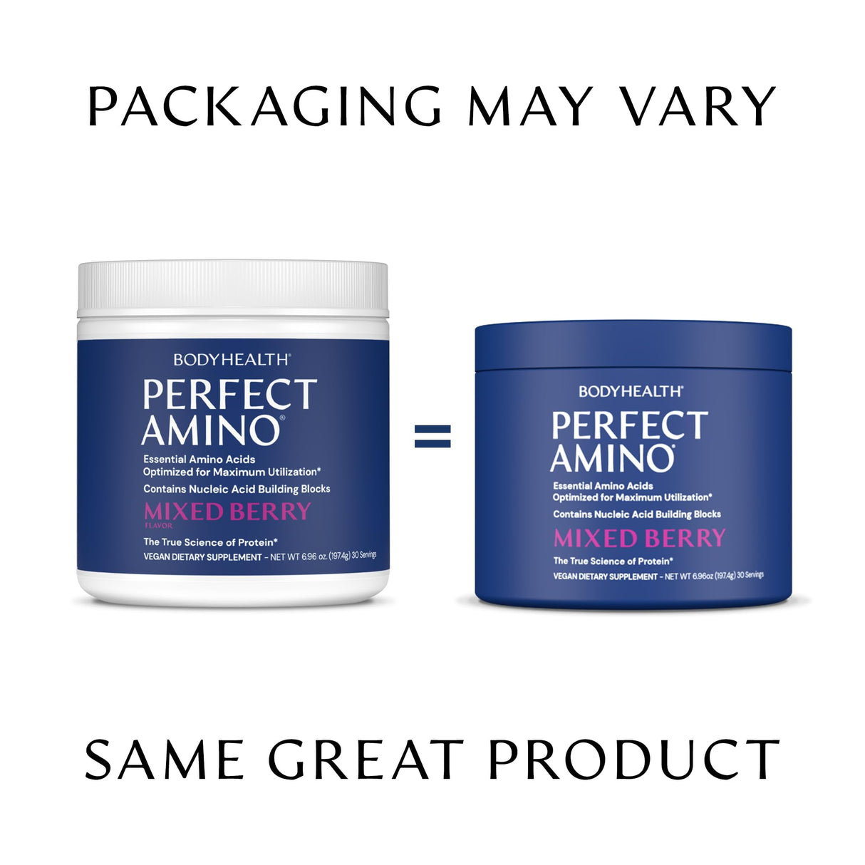 BodyHealth PerfectAmino Powder - BCAA and EAA Powder for Pre and Post Workout - Amino Acid Energy Drink for Men and Women to Support Lean Muscle and Recovery - Mixed Berry - 30 Servings