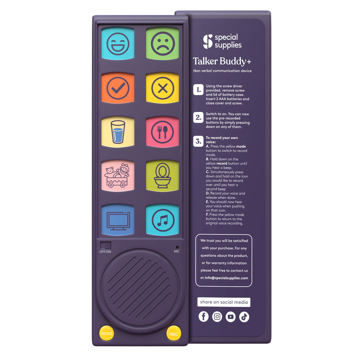 Special Supplies AAC Communication Device for Speech Therapy, Talker Buddy Communication Device for Non Verbal Kids & Adults, Autism Talking Aids for Home or School, Communication Device W/Travel Bag