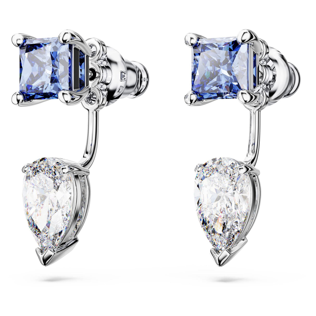 Swarovski Mesmera Earring Jackets, Blue and Clear Mixed-Cut Stones in a Rhodium Finished Setting, Part of the Swarovski Mesmera Collection