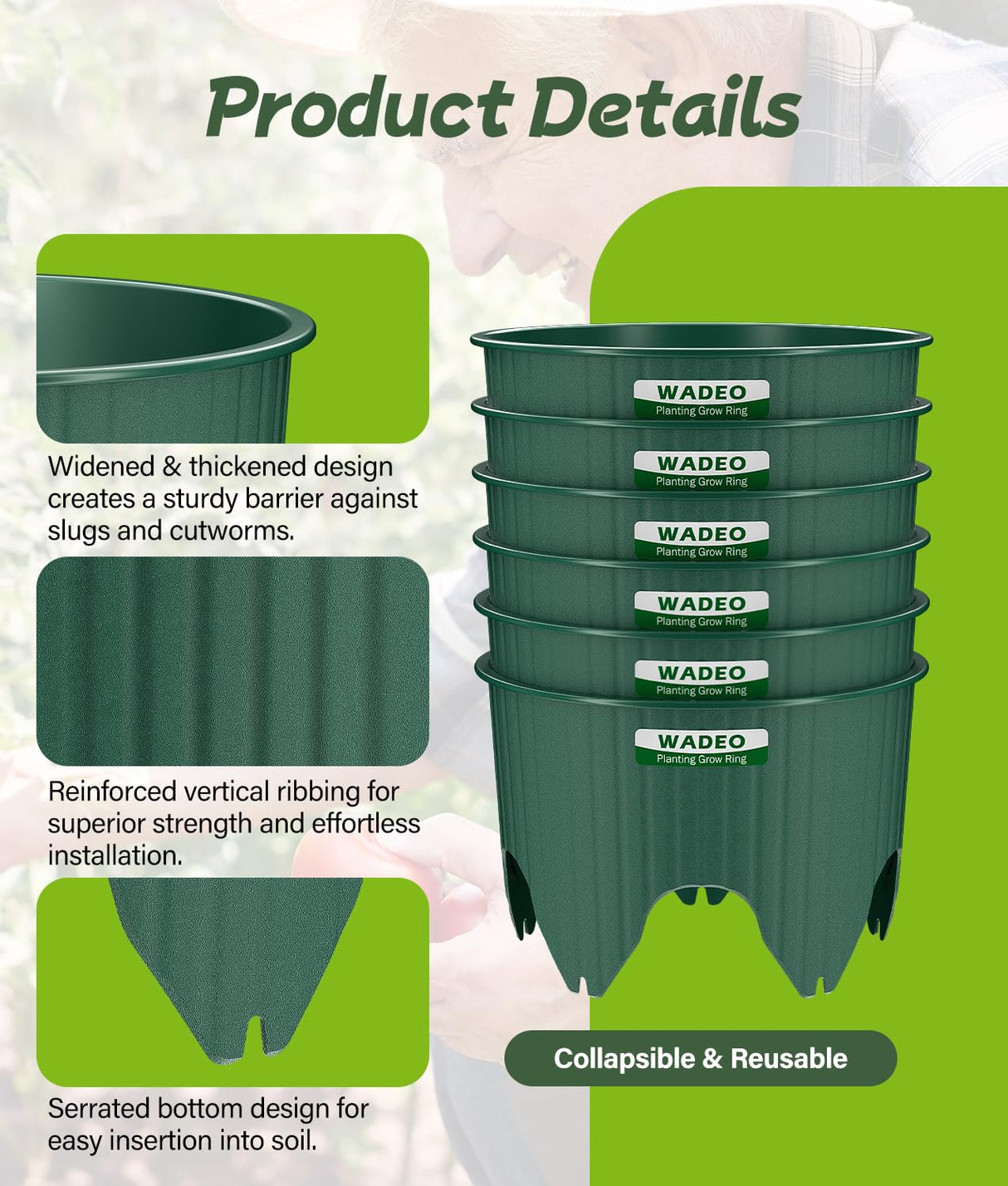 7 inch Planting Grow Rings, 6 PCS Plant Rings for Outdoor Plants, Perfect for Deep Root Watering Veggies Herbs and Flowers
