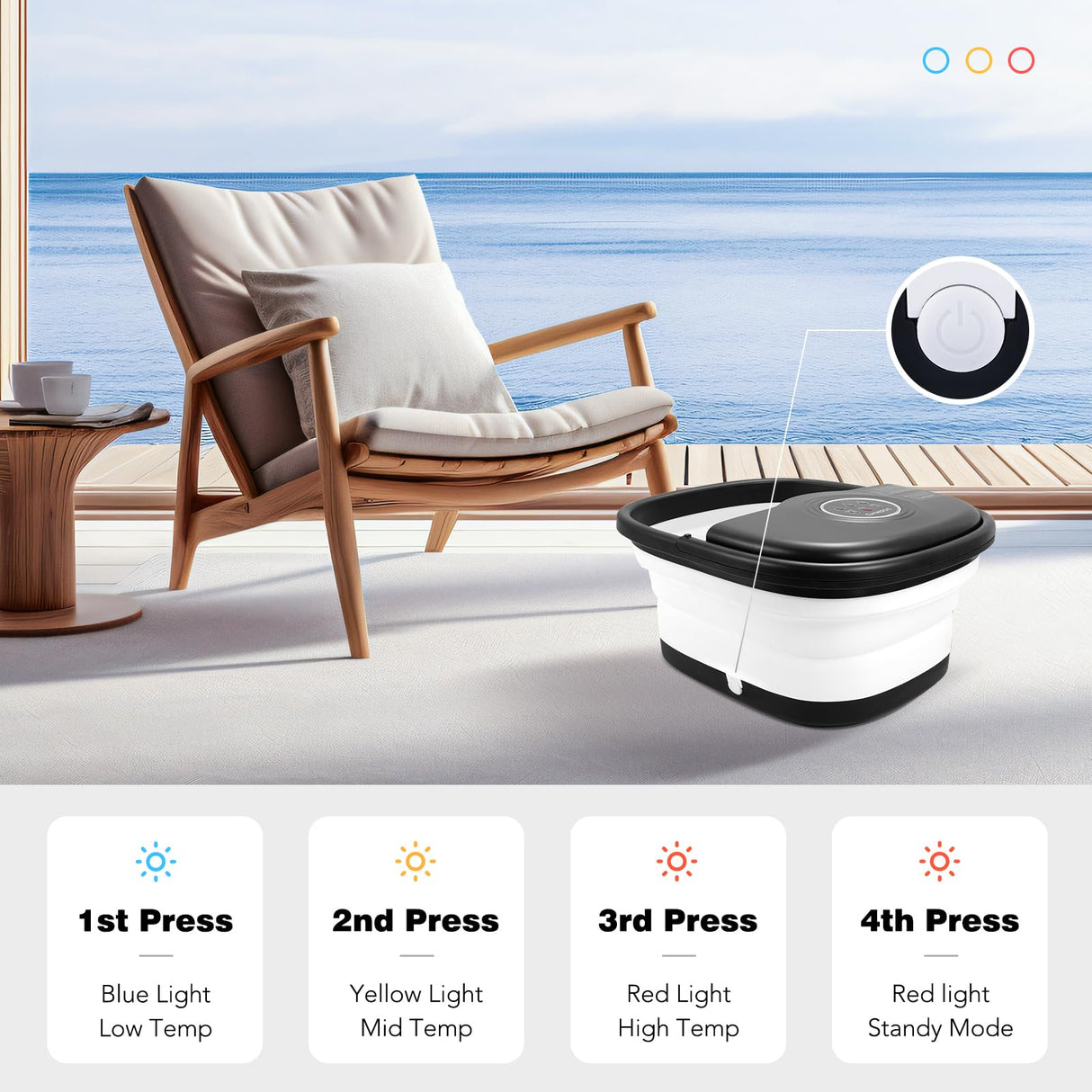 Collapsible Foot Spa Bath with Heat, Remote Control, Temperature Control, Bubbles, Pumice Stone, Red Light, Timer, 16 Massage Roller Pedicure Foot Spa Tub Foot Soaker for Soothe & Relax Tired Feet