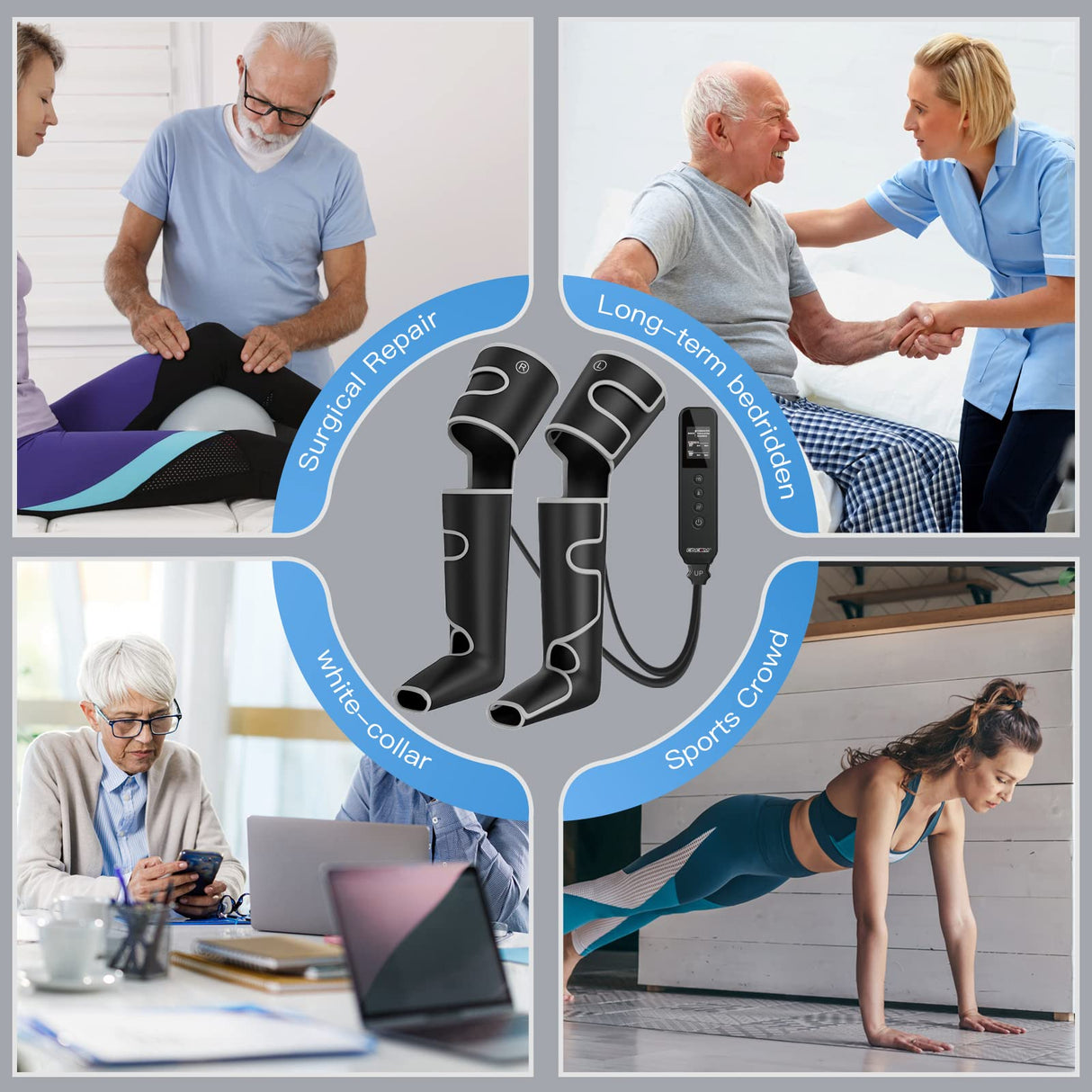 CINCOM Leg Massager with Heat and Compression, 3-in-1 Foot Calf & Thigh Massager for Circulation and Pain Relief Helpful for Lymphedema Edema Restless and Relaxation - FSA HSA Eligible