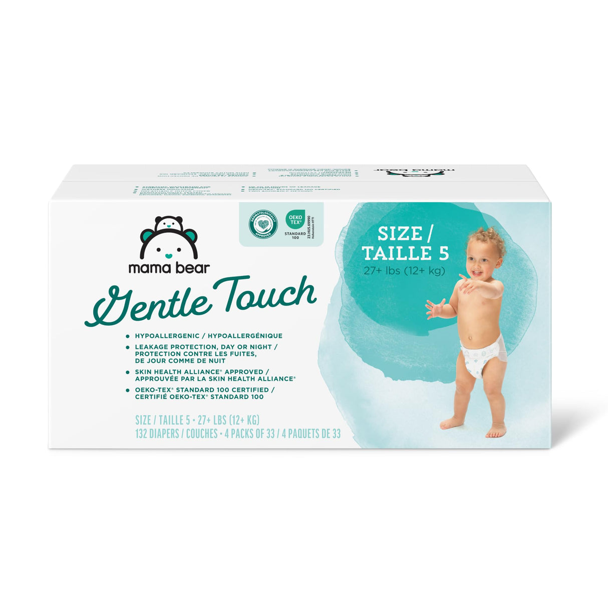 Amazon Brand - Mama Bear Gentle Touch Diapers, Hypoallergenic, Size 4, 148 Count, 4 Packs of 37, White