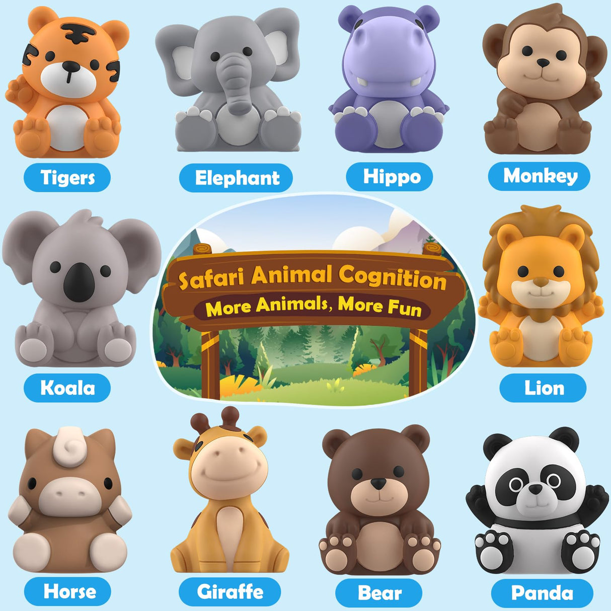 Learning Toys for Toddlers 1 2 3 Year Old Toddlers, 20Pcs Safari Animal Toys, Finger Puppets, Montessori Counting, Matching & Sorting, Christmas Birthday Gifts for Baby Boys Girls Age 12-18 Months