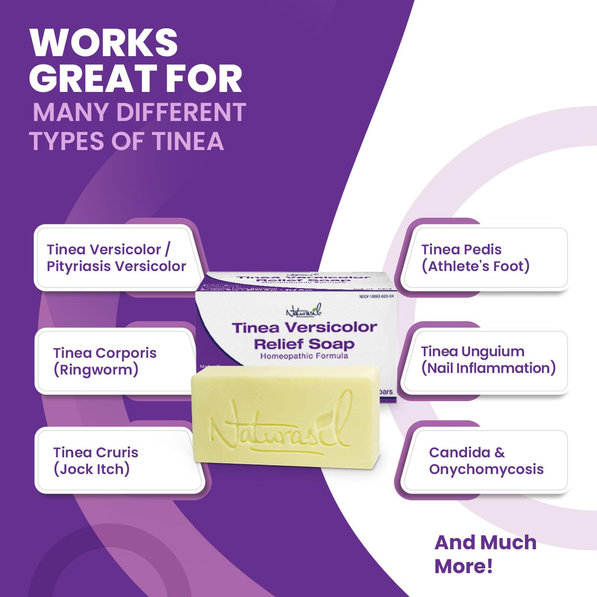 Naturasil Tinea Versicolor Treatment +2 Bars | Max-Strength 10x Soap | Antifungal Micronized Sulfur | Stops Pityriasis, Candida, Ringworm & Irritation | Fast Acting Adult & Kid Safe | 4 oz (2 Pack)