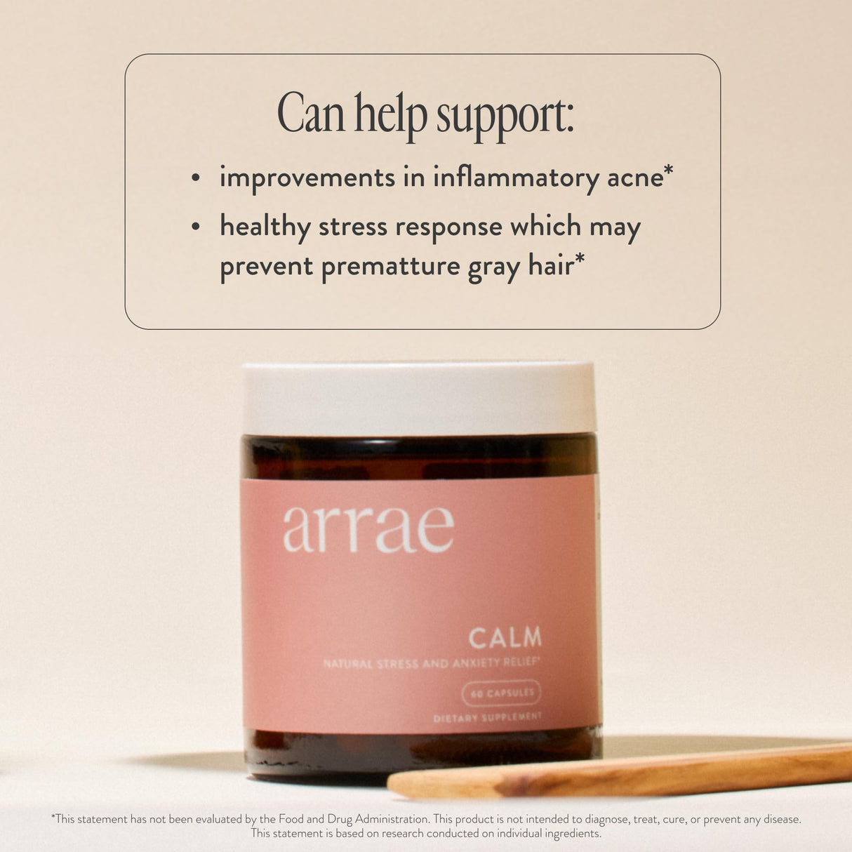 Arrae Calm Cortisol Manager - 60 Stress & Panic Relief Capsules - Mood Support Supplement w/L-Theanine, Inositol, Passionflower, & Magnesium to Help You Feel Zen