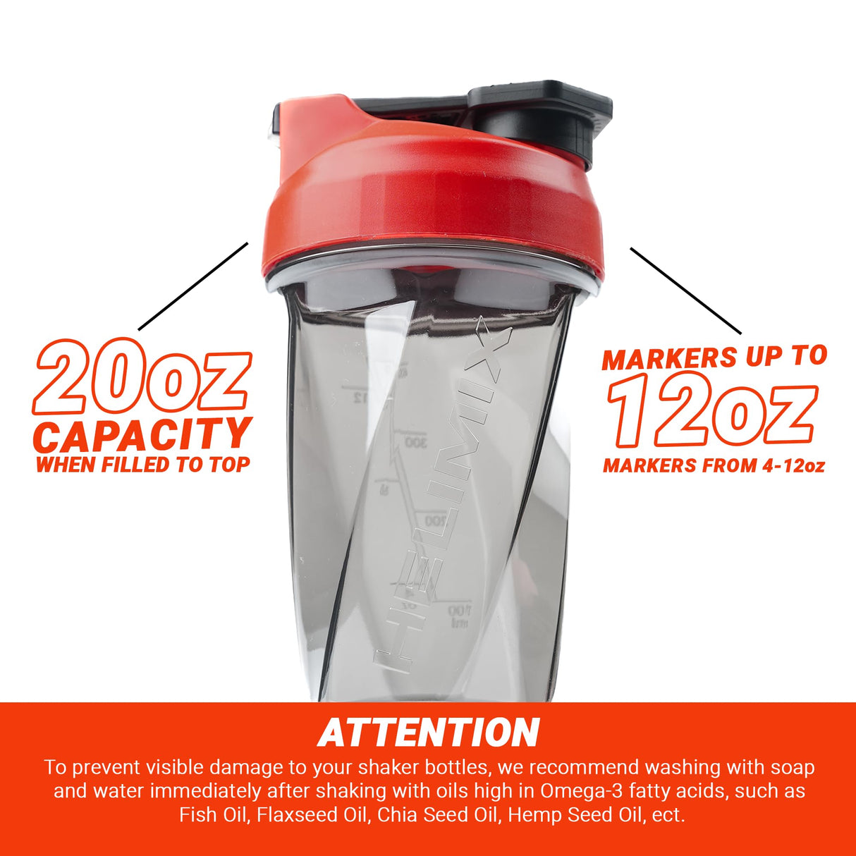 HELIMIX 1.5 Vortex Blender Shaker Bottle Holds Upto 20oz | No Blending Ball or Whisk | USA Made | Portable Pre Workout Whey Protein Drink Shaker Cup | Mixes Cocktails Smoothies Shakes | Top Rack Safe