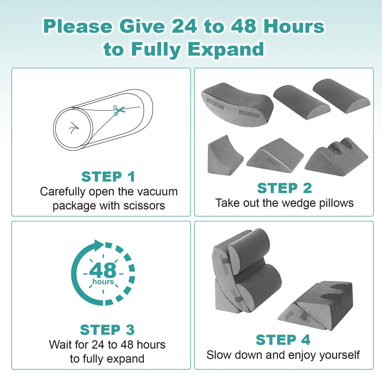 Hansleep 6PCS Orthopedic Bed Wedge Pillow for Sleeping, Adjustable Post Surgery Pillow Set for Body, Back and Leg Pain Relief, Memory Foam Support Pillows for After Surgery, Grey