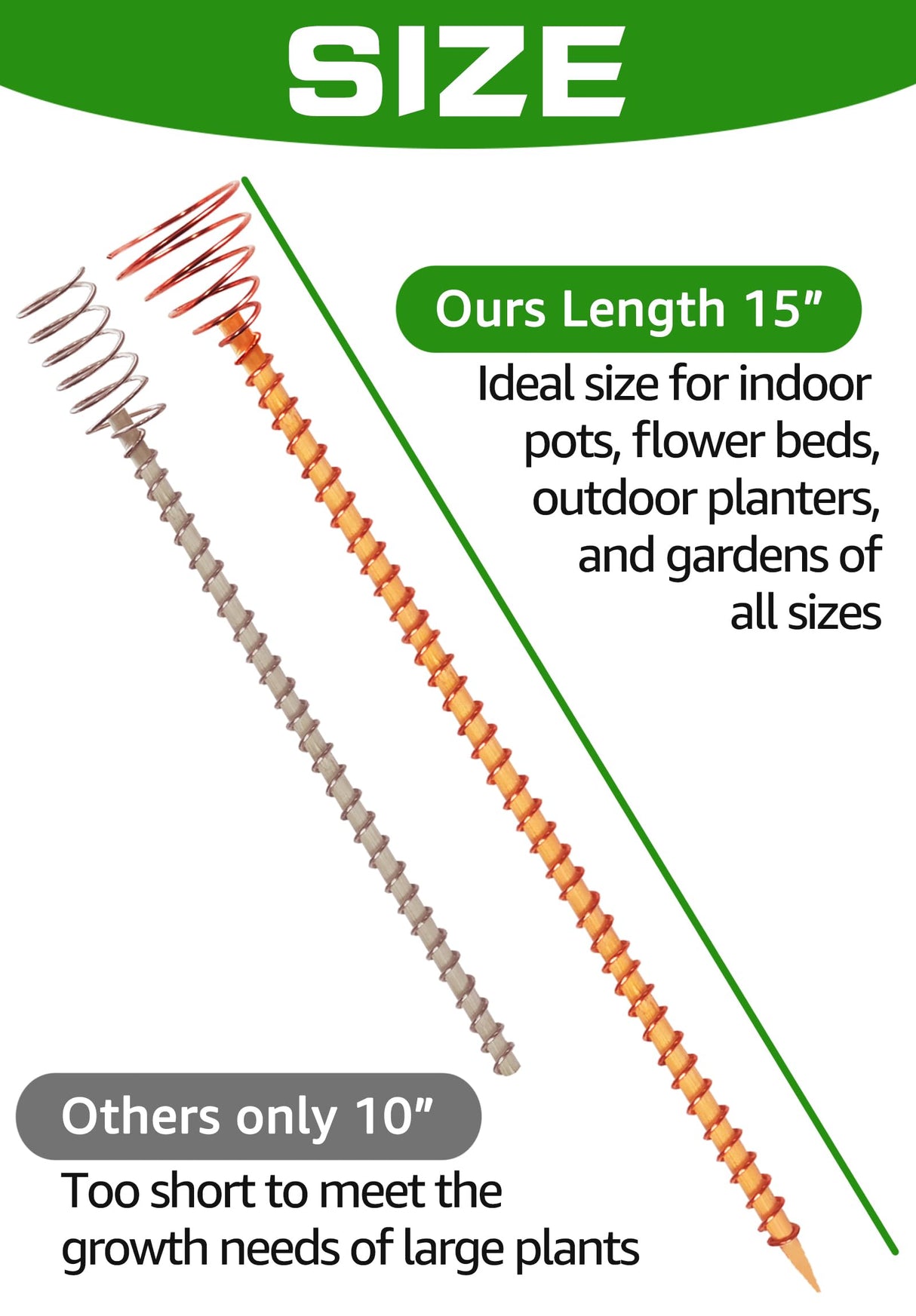 8 Pack 15" Electroculture Copper Gardening Antenna, Copperwire for Gardening, Garden Plant Stakes, Pure Coppers Rods for Garden, Electro Culture Coppers Coils Tools, Pyramid Tensor Rings Copper Kit