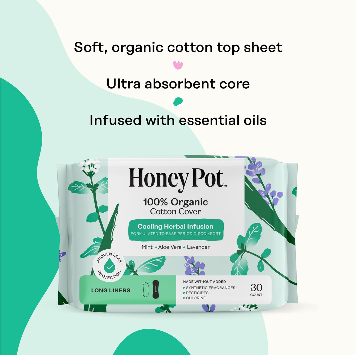 The Honey Pot Company - 120ct - Herbal Long Panty Liners for Women - Infused w/Essential Oils for Cooling Effect & Organic Cotton Cover - Feminine Care - FSA & HSA Eligible