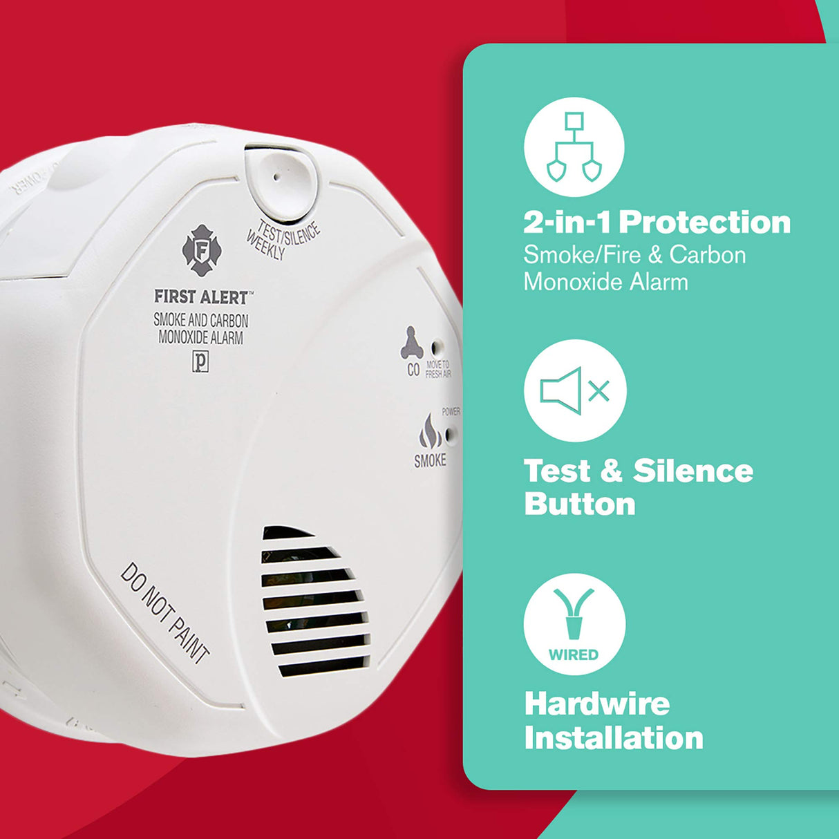 FIRST ALERT BRK SC7010B-3 Hardwired Smoke and Carbon Monoxide (CO) Detector with Battery Backup, 3-Pack