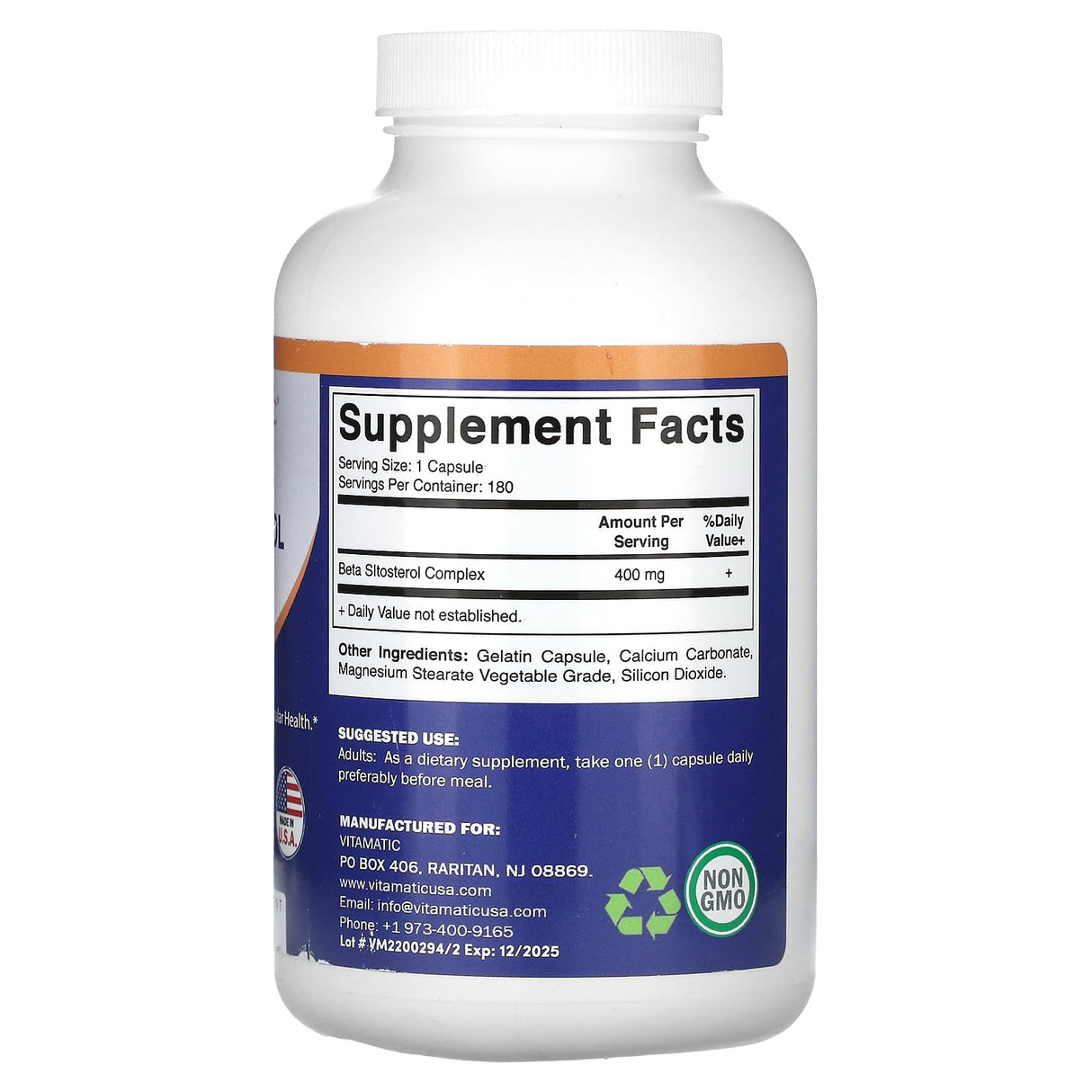 Vitamatic Beta SItosterol 400 mg 180 Capsules