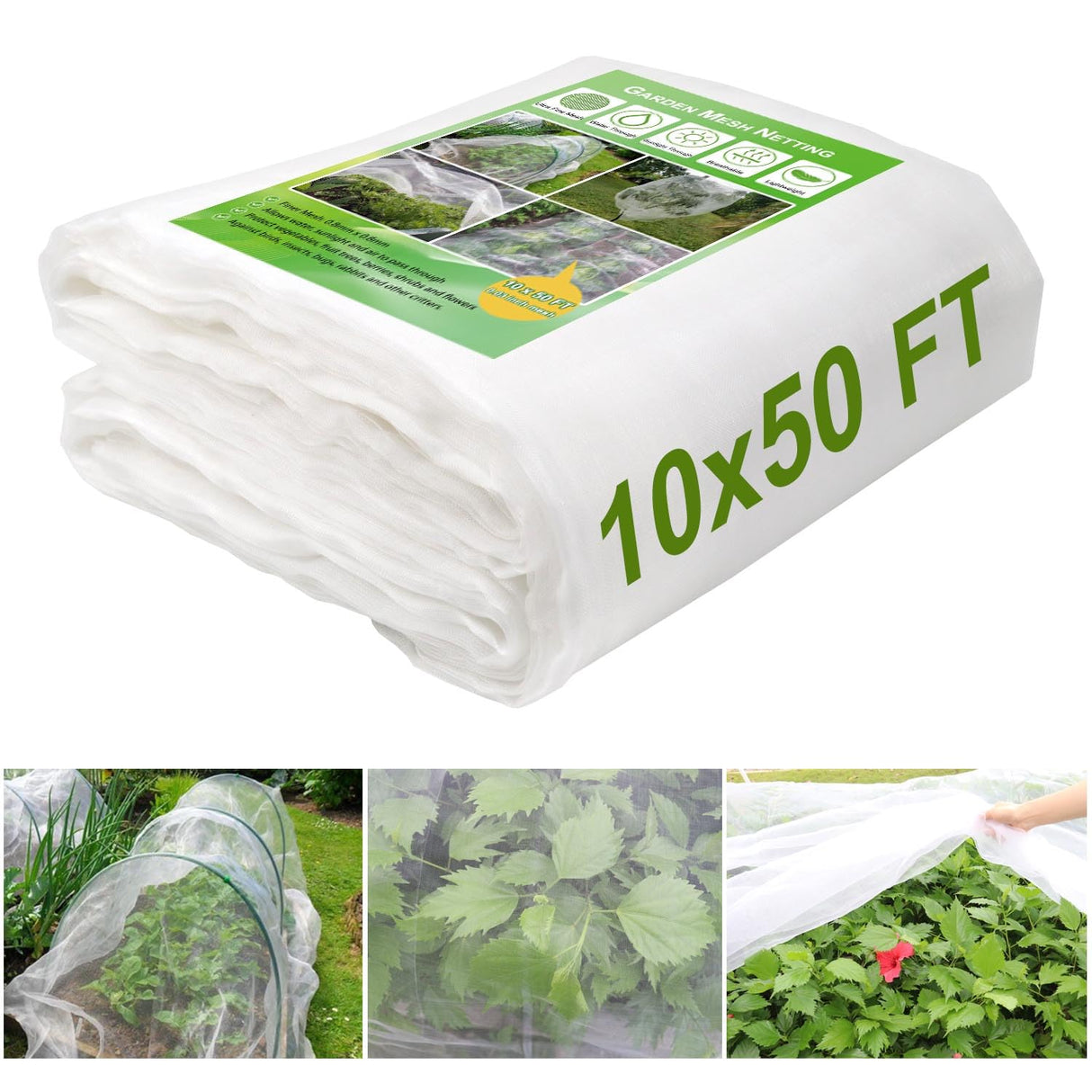 KLEWEE 10 x 50 FT Garden Mesh Netting, Ultra Fine Mesh Plant Netting Covers