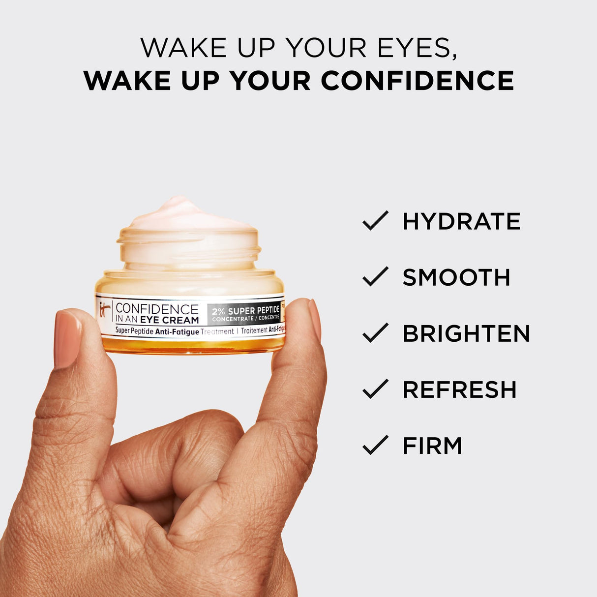 IT Cosmetics Confidence in an Eye Cream, Anti Aging Eye Cream for Dark Circles, Crow's Feet, Lack of Firmness & Dryness, 48HR Hydration with 2% Super Peptide Concentrate, for Day + Night