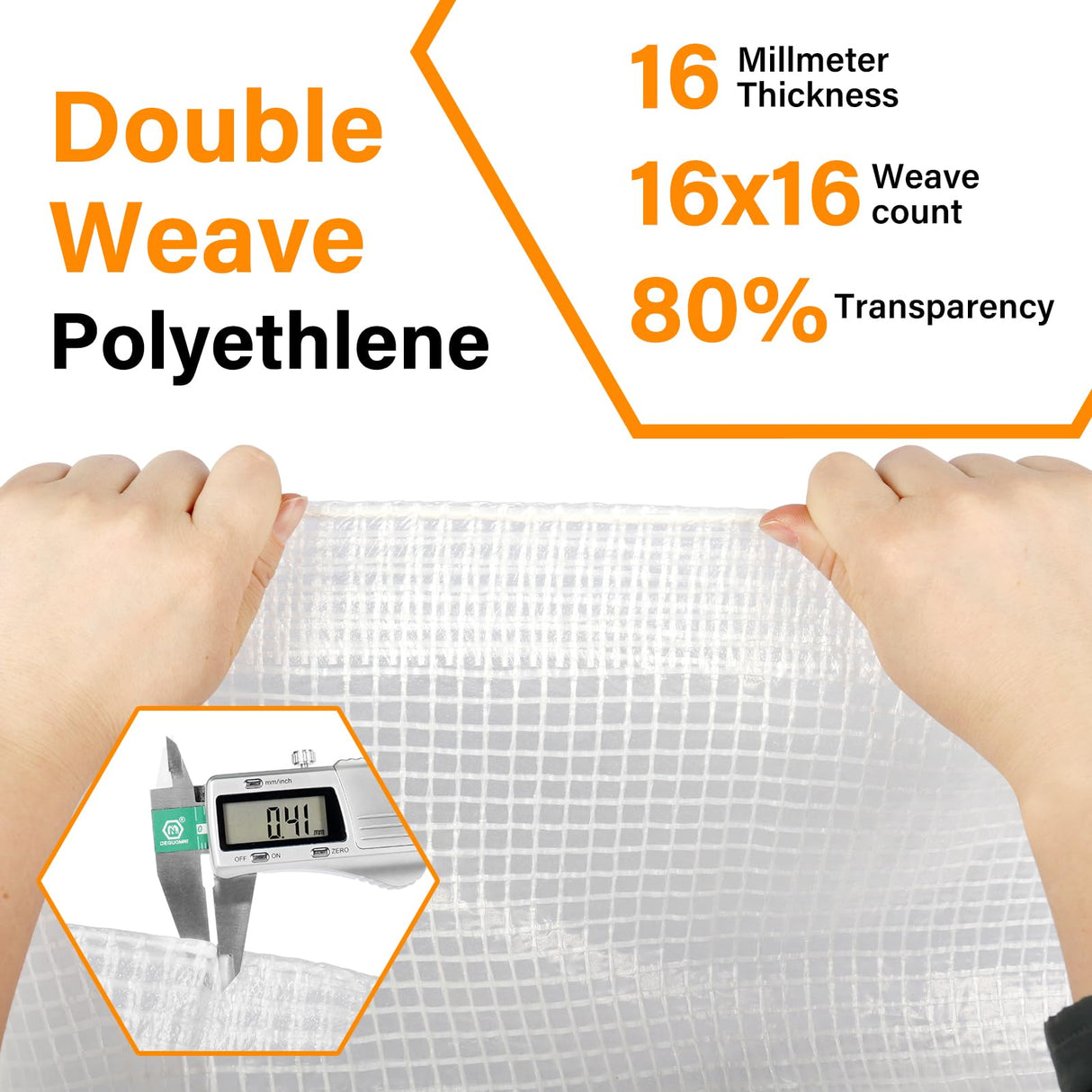 16 Mil Greenhouse Cover,Clear Plastic Tarps Heavy Duty Waterproof 12X16FT,UV Resistant Poly Clear Tarps with Grommets, Greenhouse Heavy Duty Tarp for Gardening, Farming, Nursery, Garden