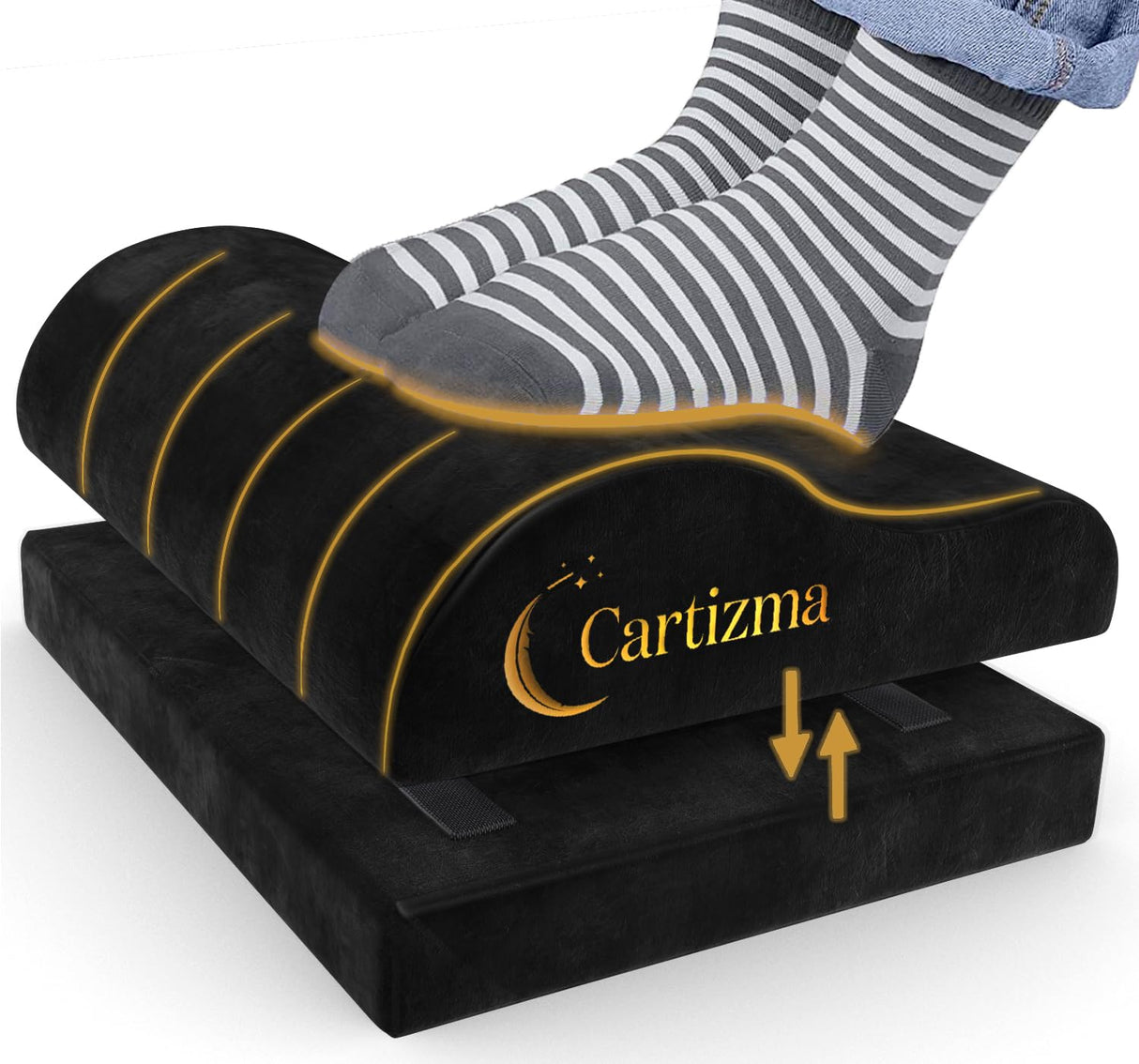 Cartizma Ergonomic Foot Rest Under Desk - Non-Slip, Adjustable, Washable Covers for Pain Relief - Office, Home & Travel