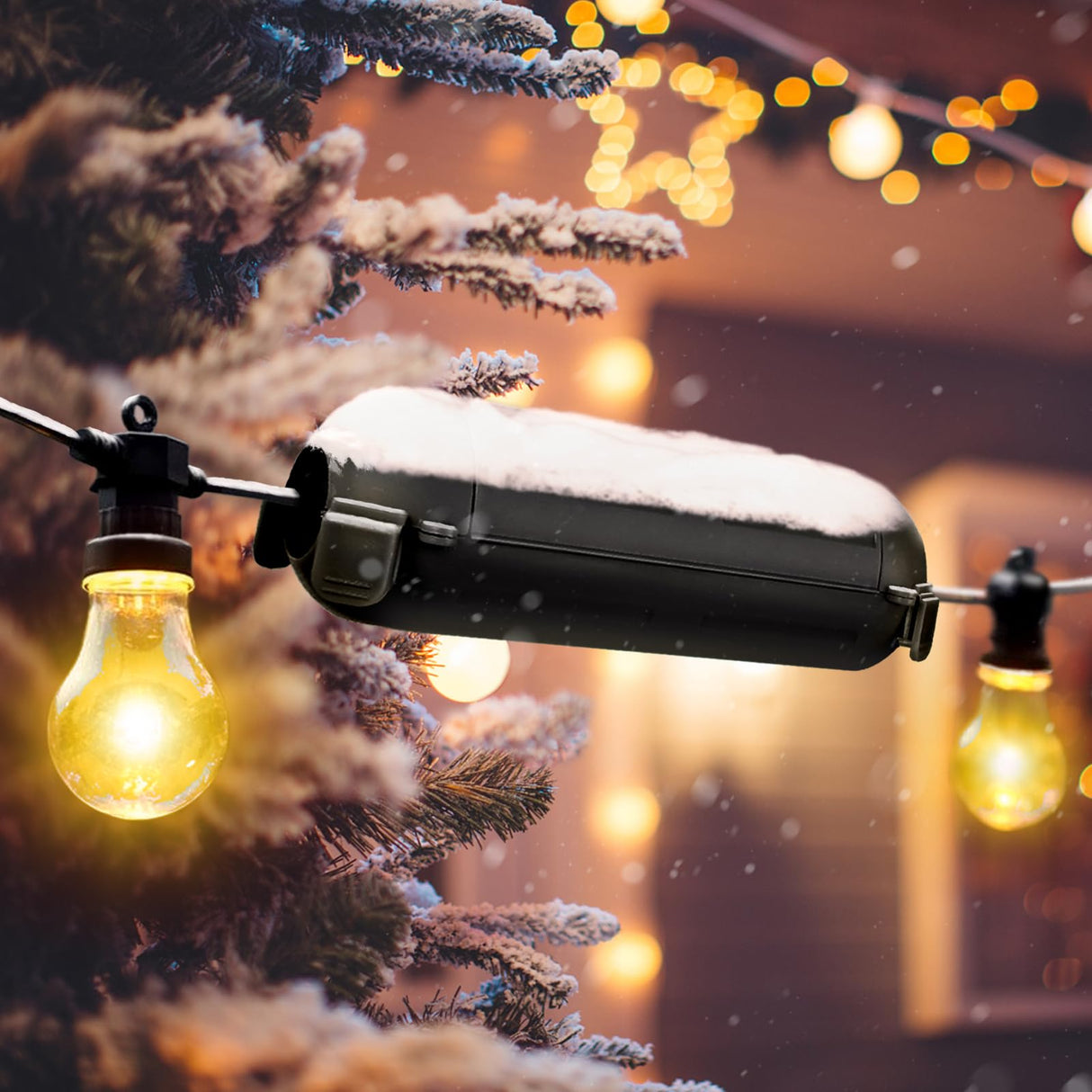 RESTMO IP54 Extra Large Outdoor Box w/ 6 Cable Seal Entry, Bundle w/ 4 Small Weatherproof Extension Cord Safety Cover, Protect Power Strip, Timer Outlet Plug, Christmas Decoration, Black.