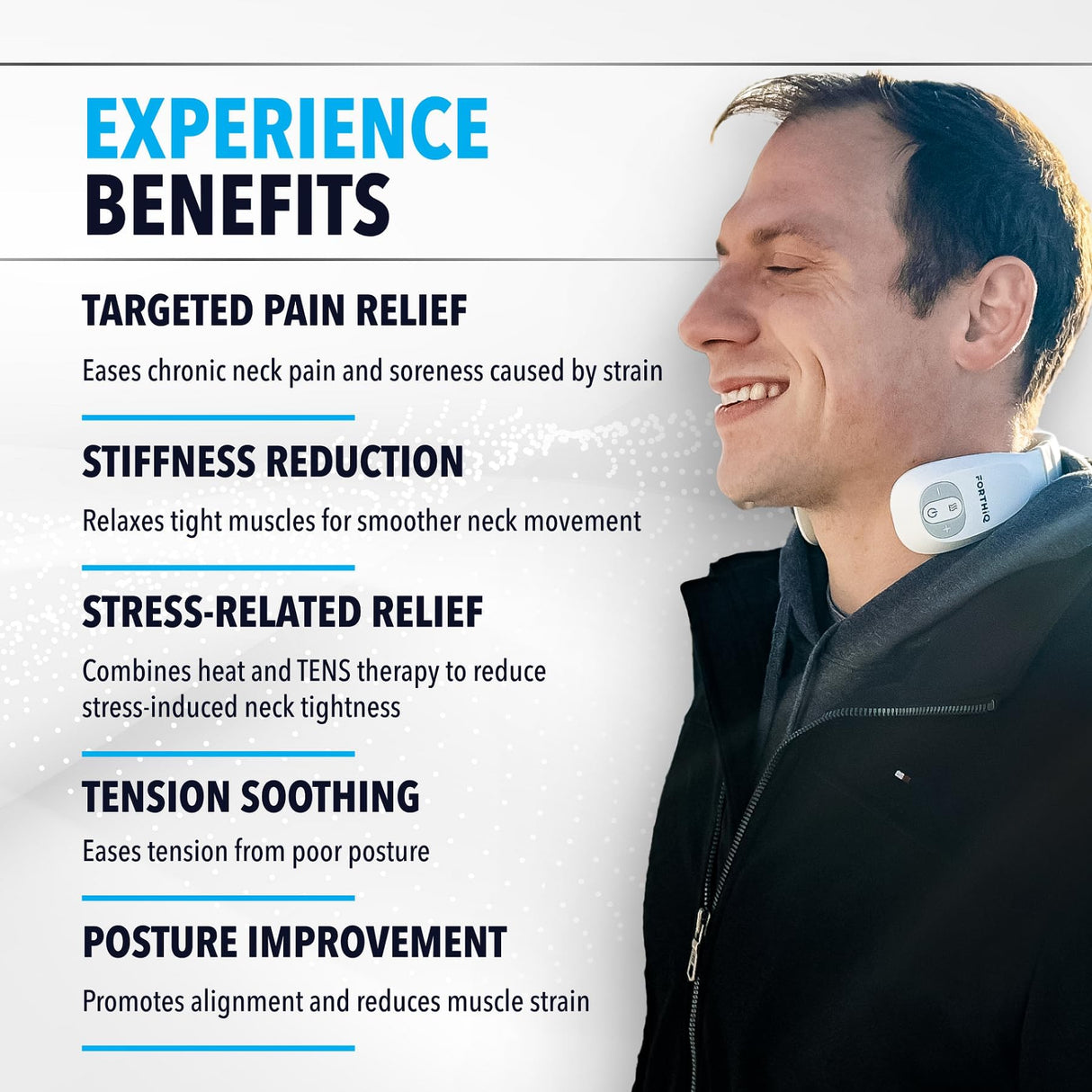 FORTHiQ Neck TENS Machine with Heat, Electric Neck Massager for Pain Relief, 15 Levels Deep Tissue Massage, Portable and Soothing, FSA or HSA Eligible