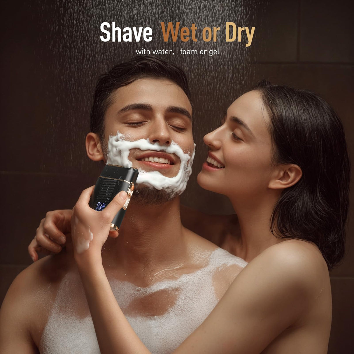 Foil Shavers for Men, High Speed Double Floating Blades Electric Razor, IPX6 Waterproof Dry/Wet, 2 Adjustable Speed Electric Shaver with LED Display, USB-C Deep Black