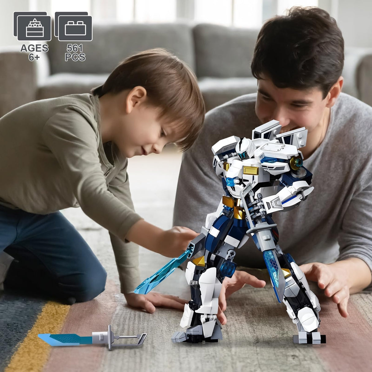 HIGH GODO Ice Warrior Mech Building Set, Cool City Protector Battle Model for Adults Boys 8+, Creative Action Robot Gifts Perfect for Christmas Birthday (561 Pieces)