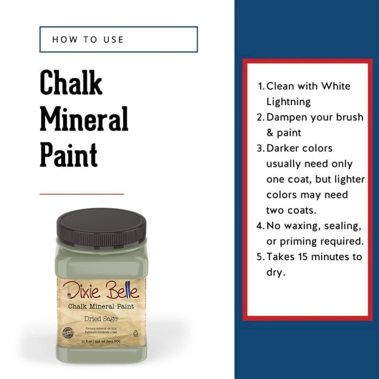 Dixie Belle Paint Company Chalk Finish Furniture Paint - Dried Sage (32oz) - Matte Gray/Green Chic Chalk Mineral DIY Furniture Paint