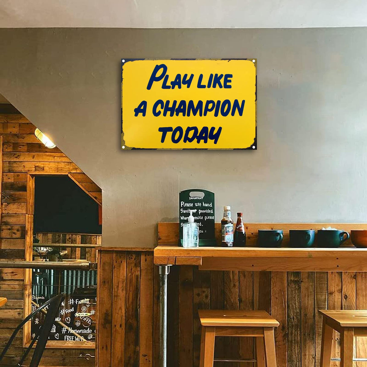 Play Like A Champion Today Sign - Play Sign Inspirational Classic Metal For Bar Restaurant Cafe Men Cave Pub Bar Home Wall Decor (Yellow-16”X24“) …