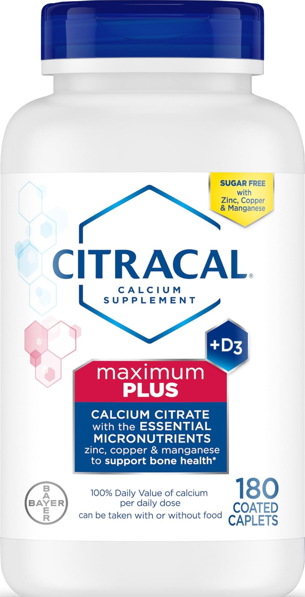 Citracal Maximum Plus Calcium Supplement - Calcium Citrate with Vitamin D3, Zinc, & Essential Minerals for Bone Health Support, Ages 12+, 180 Count (Packaging May Vary)