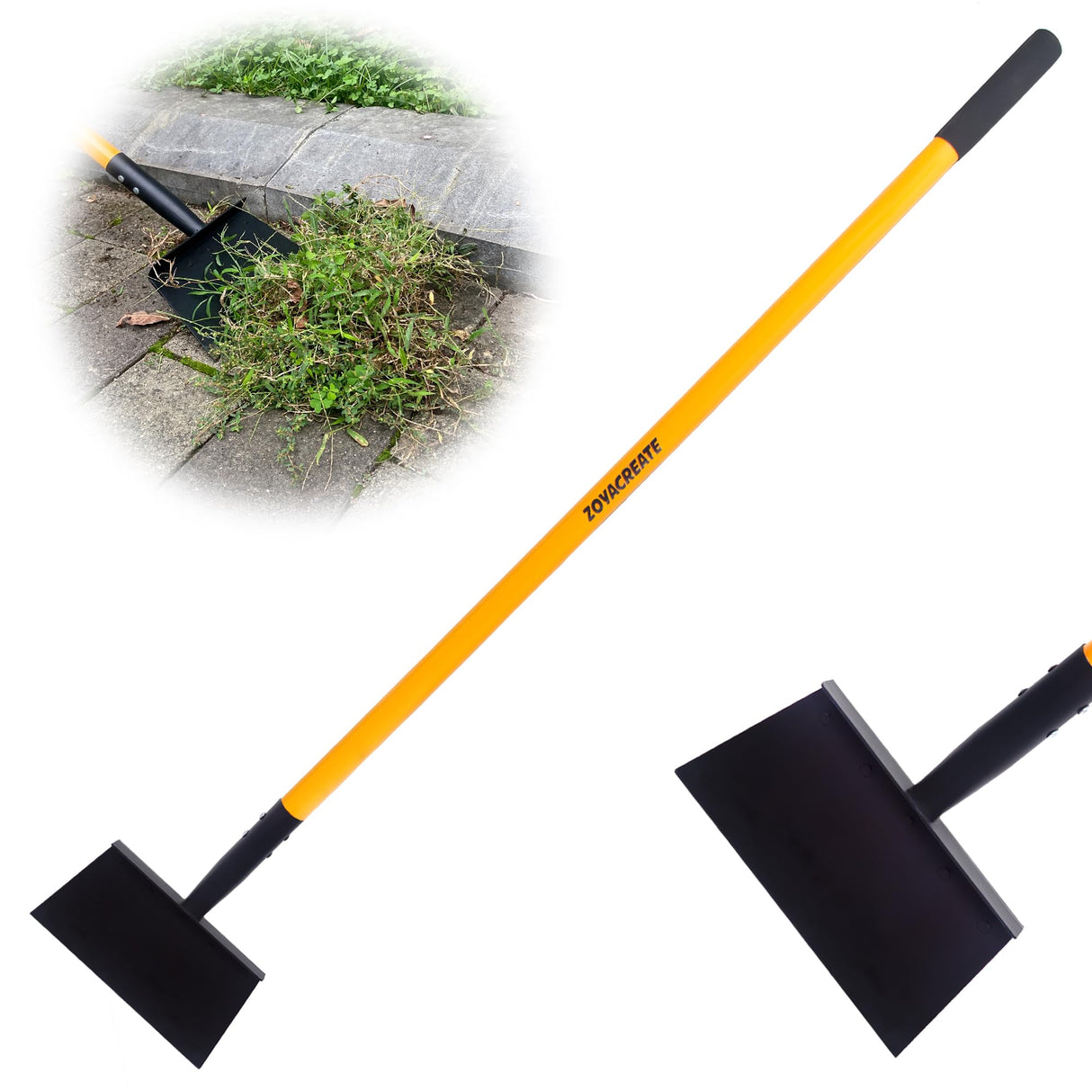 ZOYACREATE Cleaning Shovel, 51 Inch Heavy Duty Flat Snow Weeding Tool