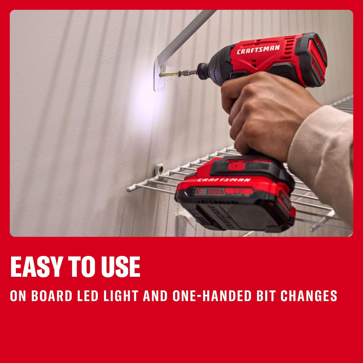 CRAFTSMAN Cordless 1/4 Impact Driver with 2 Ah Lithium Ion Battery, Charger and PH2 Screwdriving Bit, LED Light, High Torque, Variable Speed, 2900 RPM (CMCF801D1)