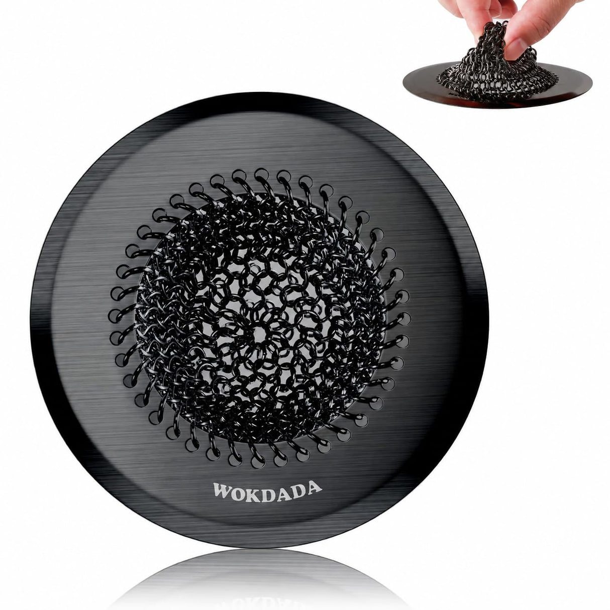 Sink Drain Strainer, Reversible Mesh Sink Strainer with 304 Stainless Steel, Wokdada Revolutionary Anti-Rust Kitchen Sink Drain Strainer for Garbage Disposal Food Catcher (Black)