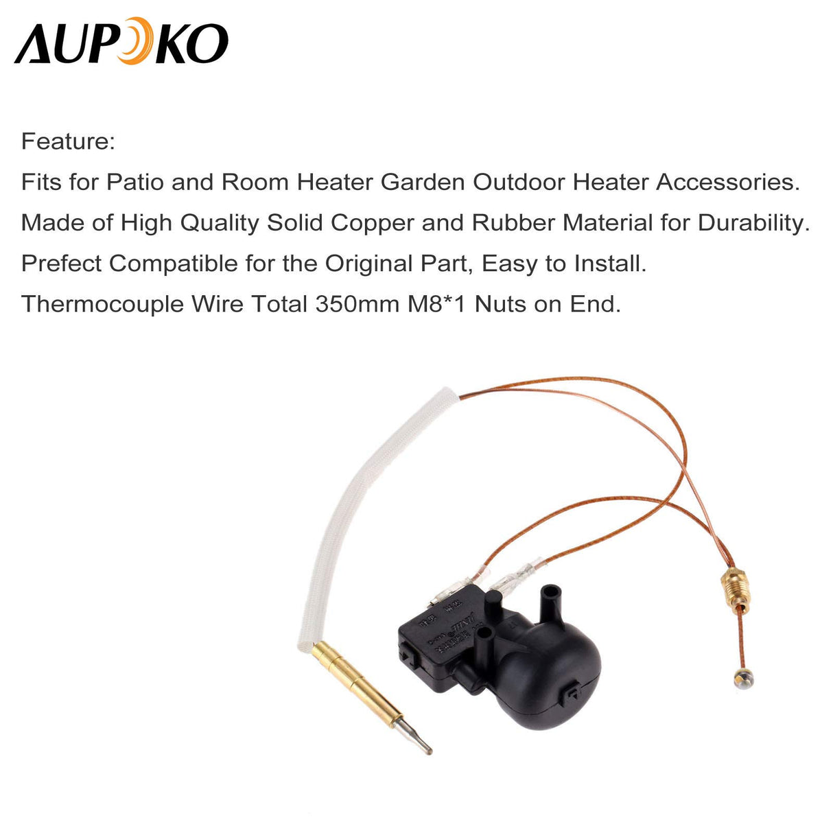 Aupoko Gas Patio Heater Parts Thermocouple and Anti Tilt Switch, Gas Patio Heater Safety Kit, Fits for Patio and Room Heater Garden Outdoor Heater Accessories