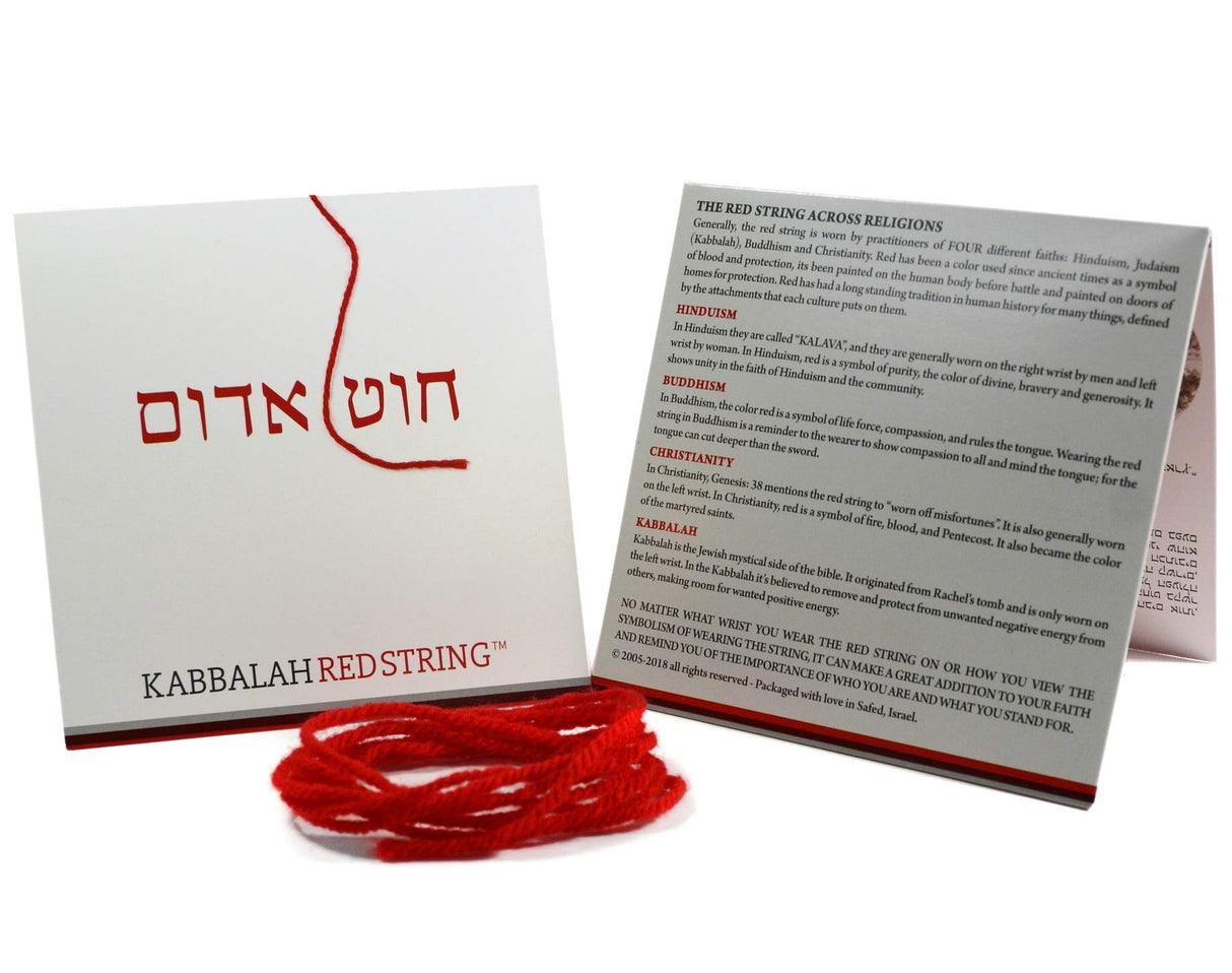 The Original Kabbalah Red String Bracelet from Israel - 60" Wool Cord for Spiritual Protection with Blessing, Prayer & Instructions (For Adults) for up to 7 Evil Eye Protection Bracelets