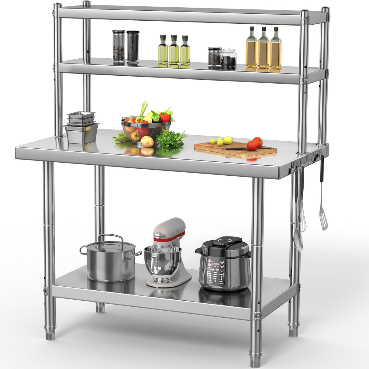 YITAHOME NSF Stainless Steel Table with Overshelves, 30" X 24" Work Table with 30" X 12" Shelf, Metal Table Prep Table for Home Kitchen Restaurant Garage Warehouse