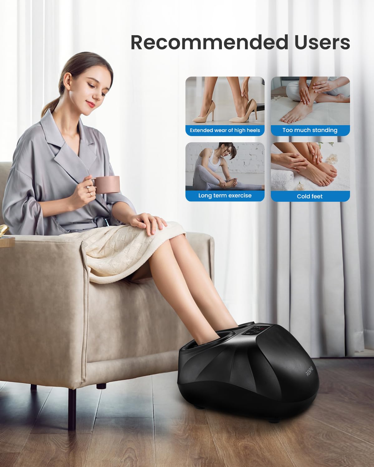 RENPHO 2025 Full Foot Massager, FSA HSA Eligible, Deep Kneading Foot Massager for Neuropathy, Plantar Fasciitis, True Feet Massage, Wireless Control, HSA Store Eligible Items, Up to Size 14