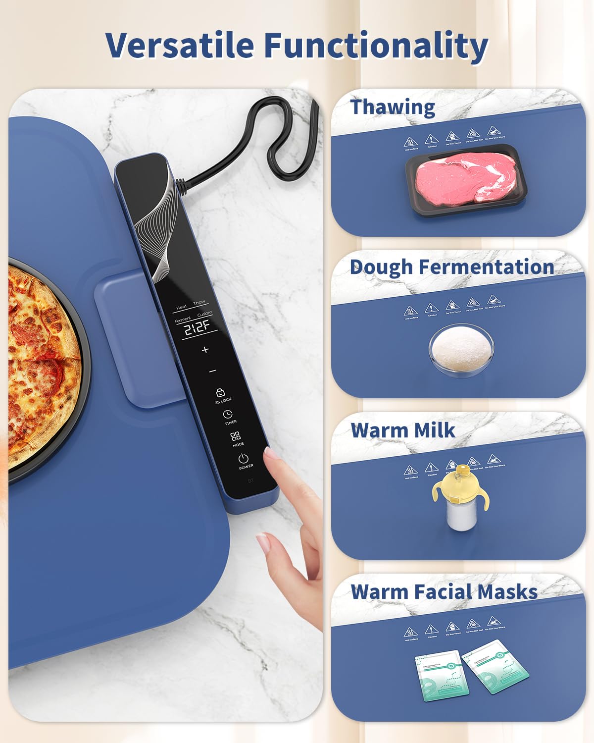 Food Warming Mat Extra Large 37"x15" with APP Control, Electric Warming Tray Adjustable Temp 99 Hour Timer Dishwasher Safe, Warming Mat for Food, Roll Up Portable Food Warmers for Parties Buffet