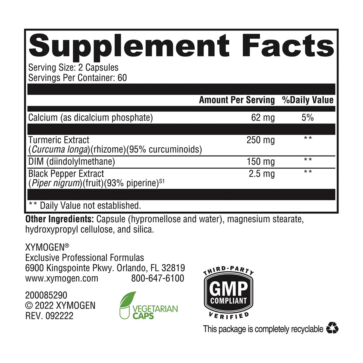 XYMOGEN Dimension 3 - Diindolylmethane DIM Supplement with Curcumin + BioPerine - Supports Healthy Estrogen Detox, Hormonal Balance for Women and Men - Menopause Relief + PMS Support (120 Capsules)