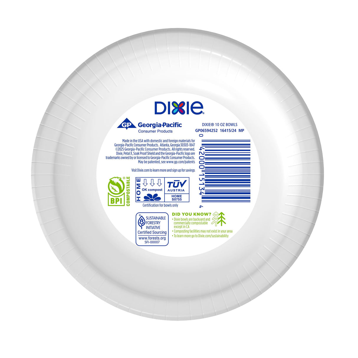 Dixie Small Paper Bowls, 10 Oz, 36 Count (Pack of 8), Microwave-Safe, Soak-Proof, Disposable Bowls Great For Snacks, Dessert, And Light Lunch Meals