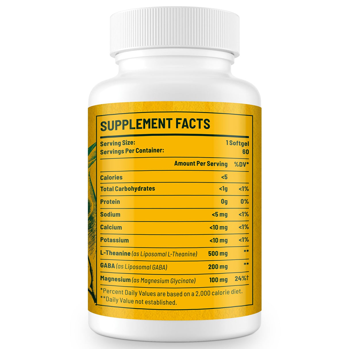 Vivaravida L-Theanine 800mg Supplement with GABA and Magnesium Glycinate - Natural Compound, Sleep and Relaxation (60 Softgels)