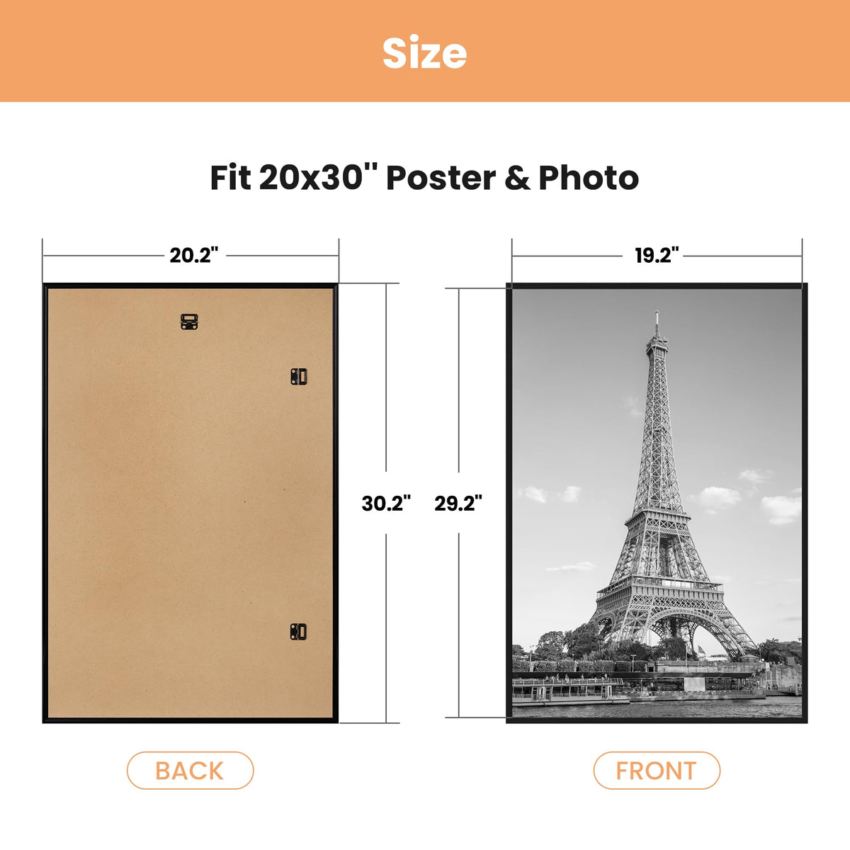 upsimples 20x30 Poster Frame, Easy Slide-In Assembly, Black, 3 Pack