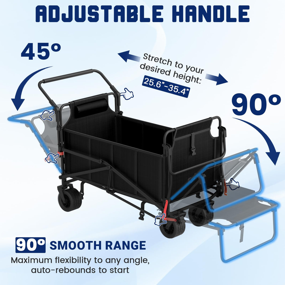 LEVELEVE Heavy Duty Folding Wagon - 2-in-1 Collapsible Cart, 650lb Capacity, All-Terrain Wheels w/Brakes & Side Pockets