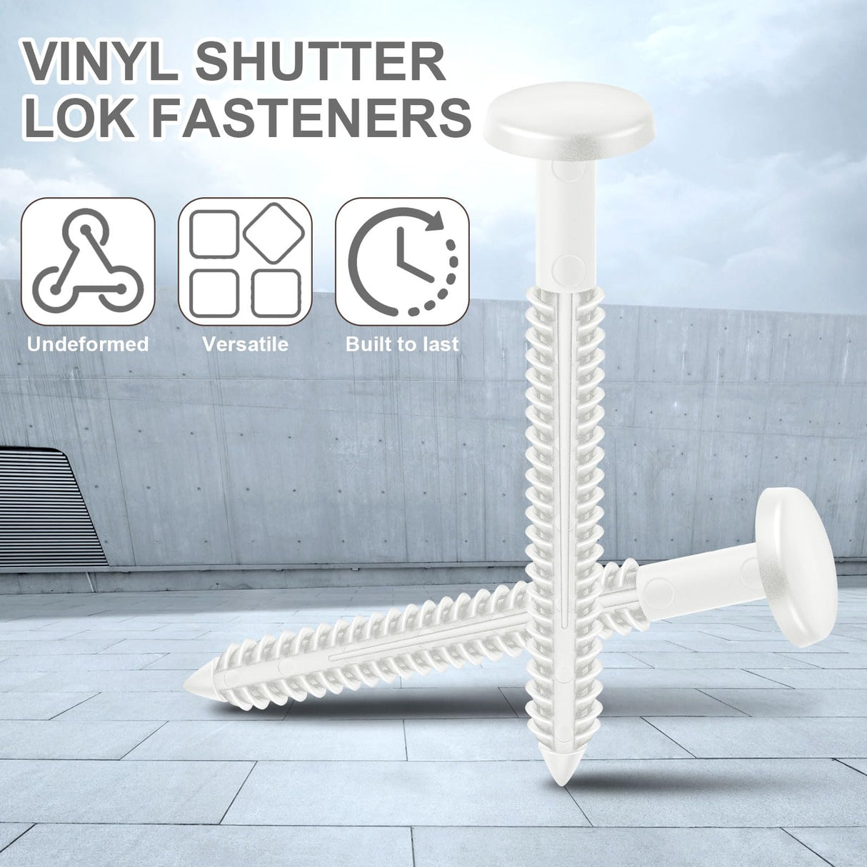 Blulu 36 Pcs 3 Inch Vinyl Shutter Fastener Window Panel Peg Lok Pin Pegs Screws Shutter Spikes Anchor (White)