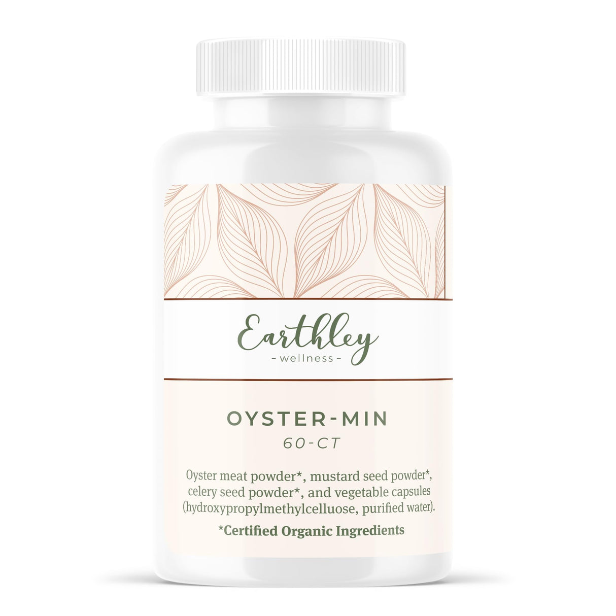 Earthley Wellness, Oyster-Min Capsules, Natural Zinc & Mineral Supplement, Promotes Energy & Mood, Rich in Antioxidants & Amino Acids, 100% Pure & Bioavailable (60 Capsules)
