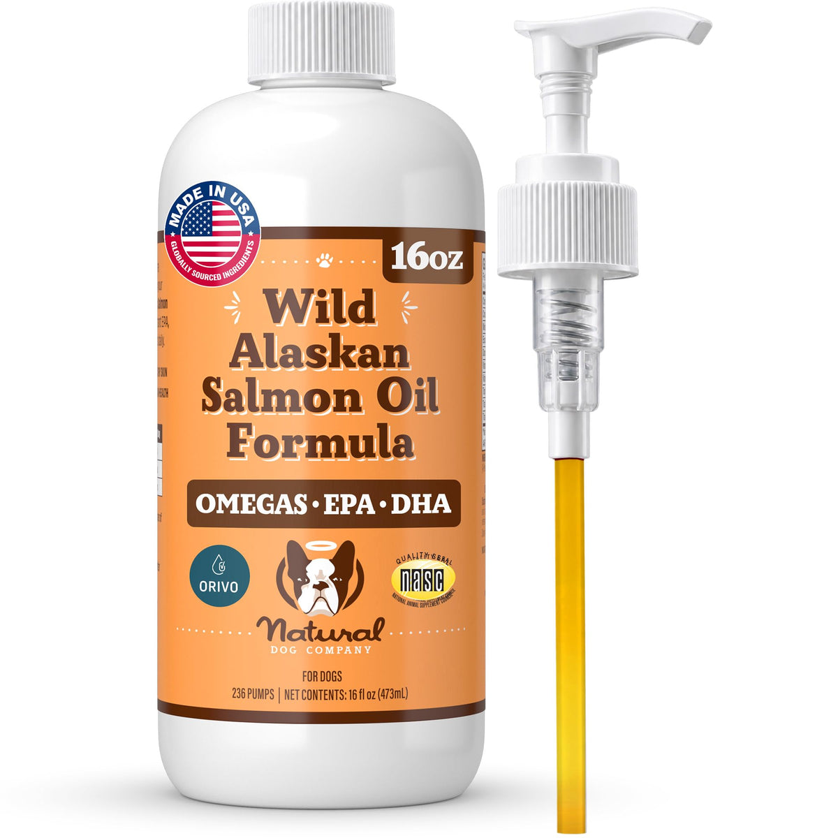 Natural Dog Company Wild Alaskan Salmon Oil for Dogs - 16 oz