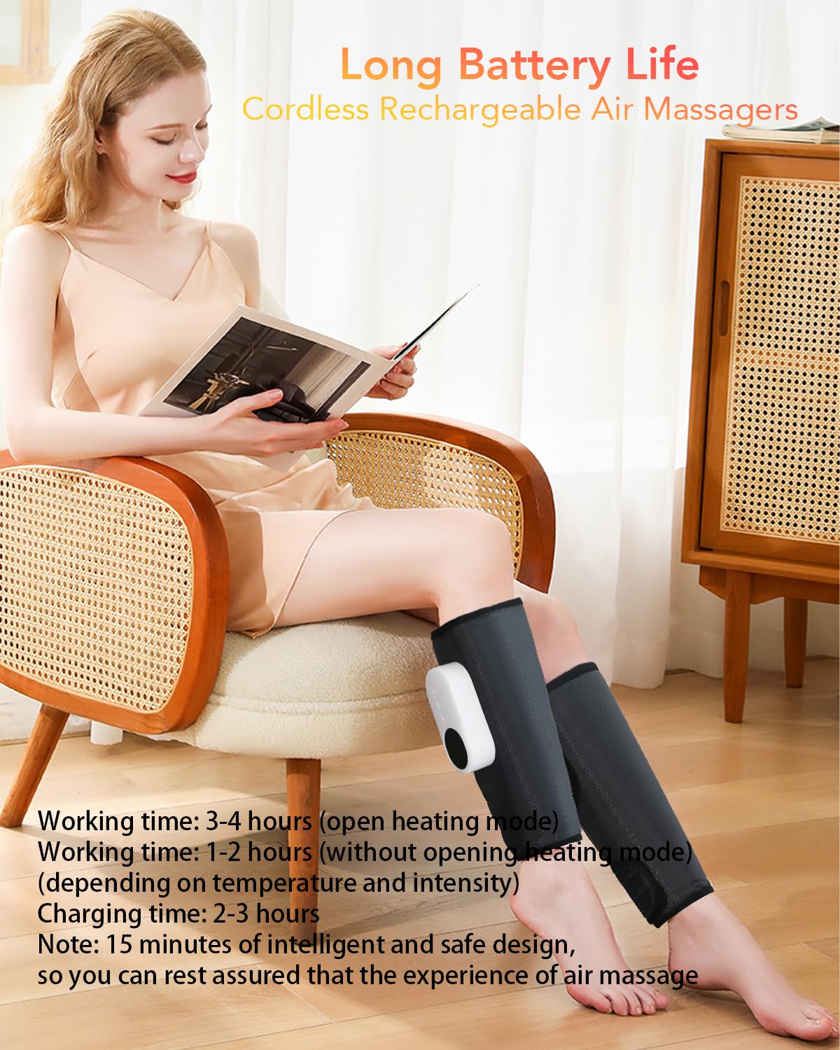 LINGTENG Leg Massager for Circulation and Pain Relief, Calf Air Compression Massager with Heat, Leg Massager with 3 Intensities, 3 Modes, Easy to use, Muscle Relaxation, Gifts (Pair)