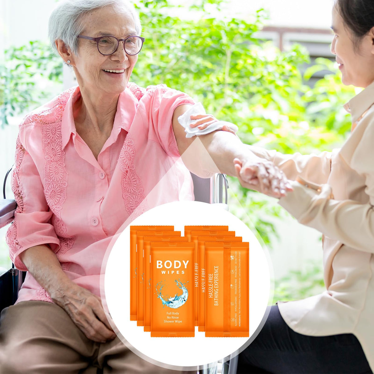 Treela 300 Pcs Bulk Large Body Wipes Individually Wrapped Big Bath Wipes for Adults Bathing No Rinse Shower Bulk Deodorant for Homeless Hygiene Personal Cleansing for Travel Gym(7.09" X 9.84",Orange)