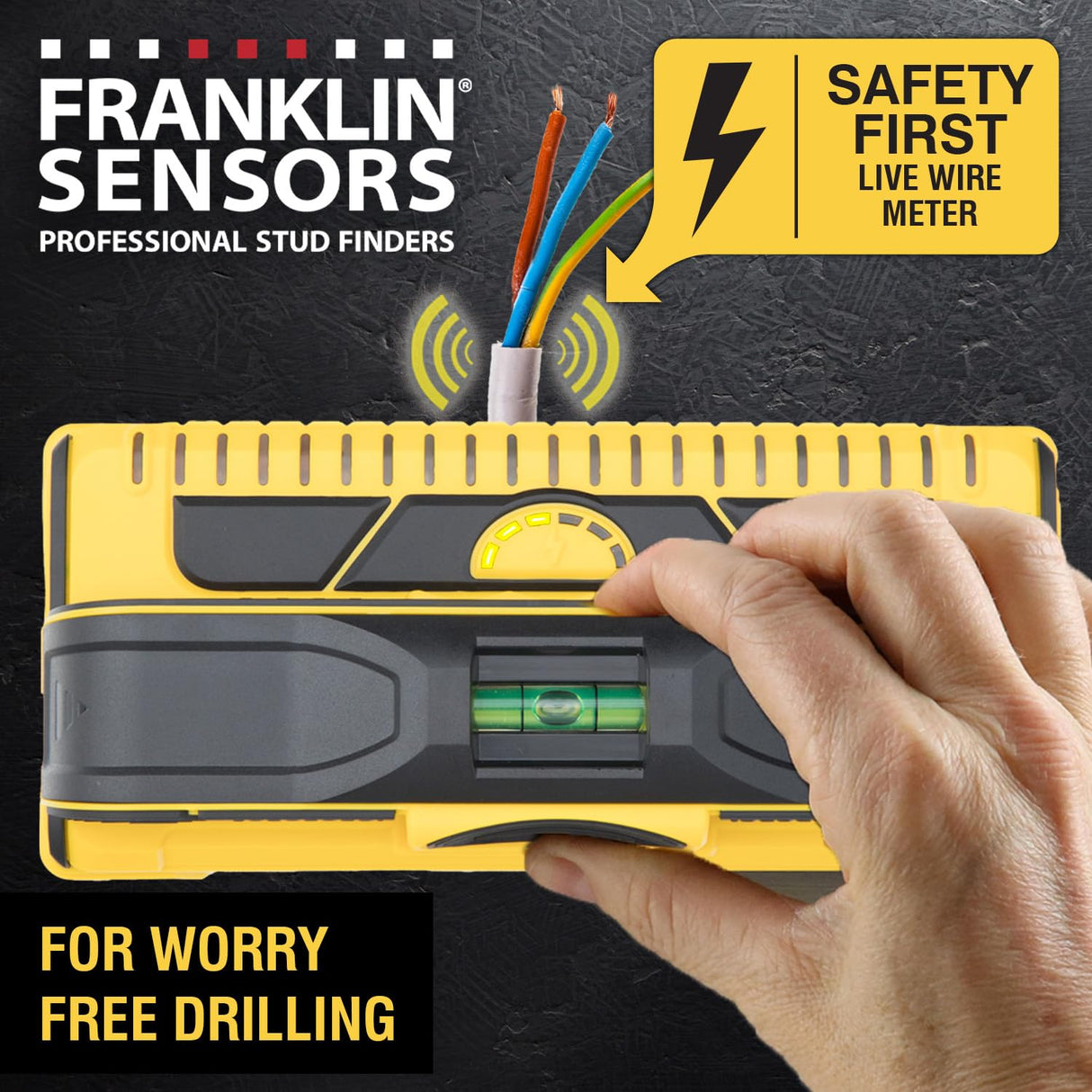 Franklin Sensors Prosensor M210 Stud Finder With 13-Sensors, Wood & Metal Stud Detector/Wall Scanner, Live Wire Detection, Made in the USA