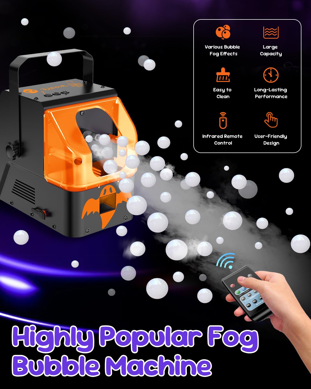 Fog Machine, 400W Fog Bubble Machine with Wireless Remote Control, 3 in 1 Smoke Bubble Machine, Bubble Fog Combo for Indoor Outdoor Events Party Wedding Birthday Halloween Christmas
